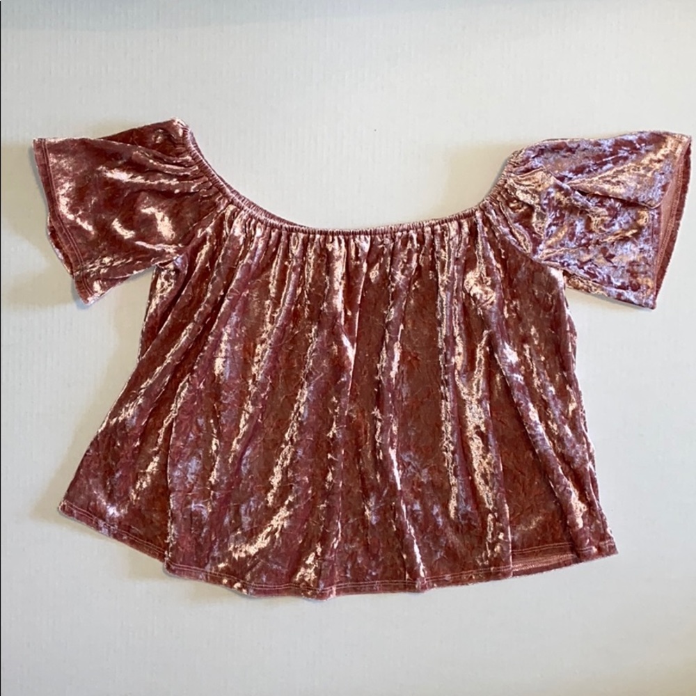 Pink Velvet Off the Shoulder Top